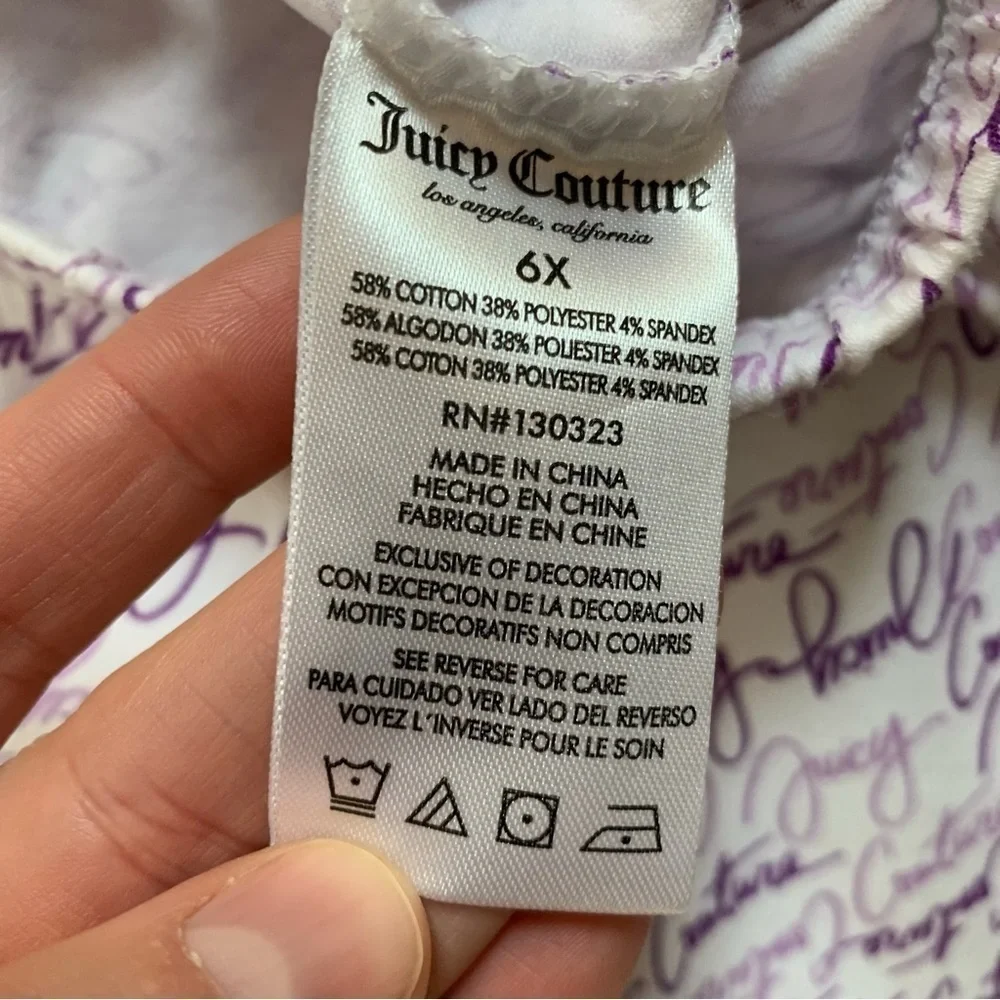 Juicy Couture White and Purple Logo Leggings 6X